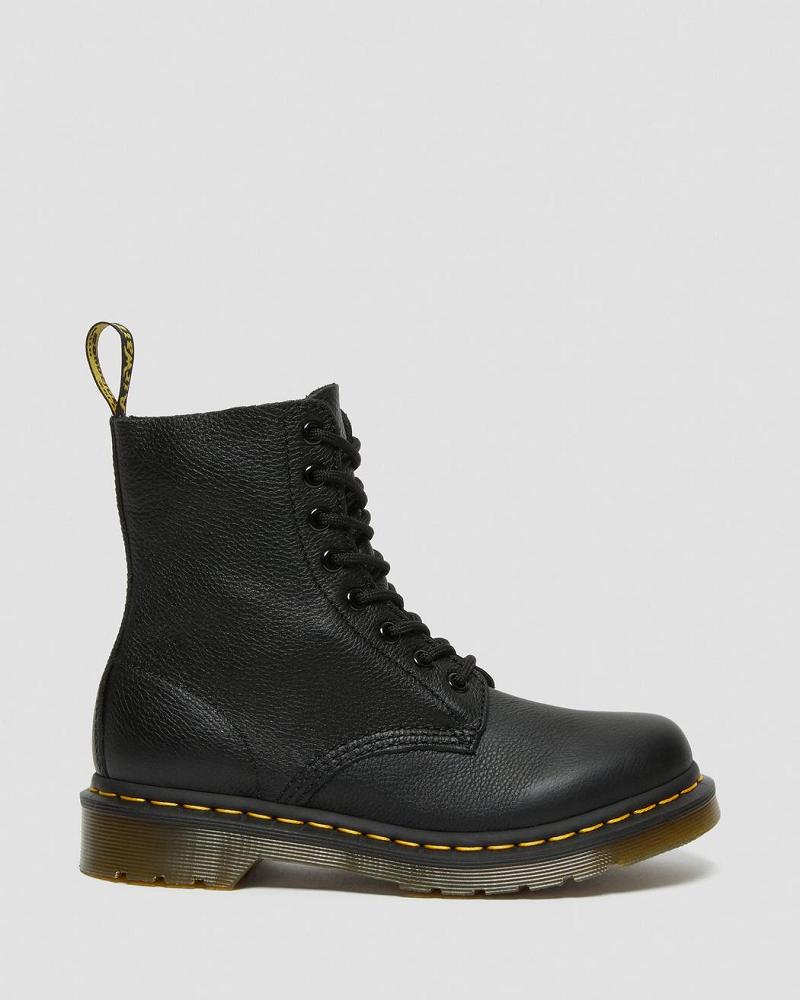 Black Women's Dr Martens 1460 Pascal Virginia Leather Ankle Boots | CA 18XYU